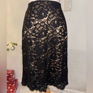 New York & Company Elegant Black Lace Skirt